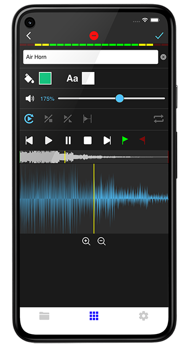 KueIt DJ soundboard edit screen