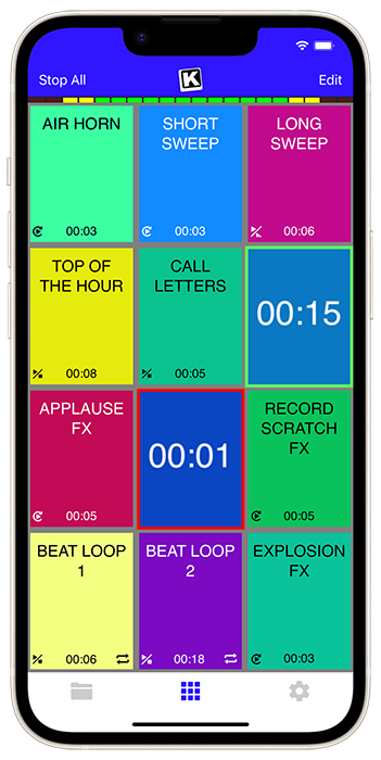 KueIt mobile sampler app livescreen
