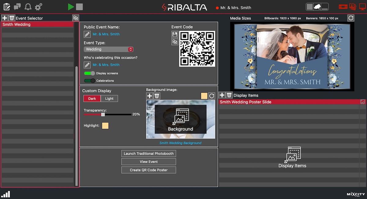 Ribalta Desktop App Interface Events