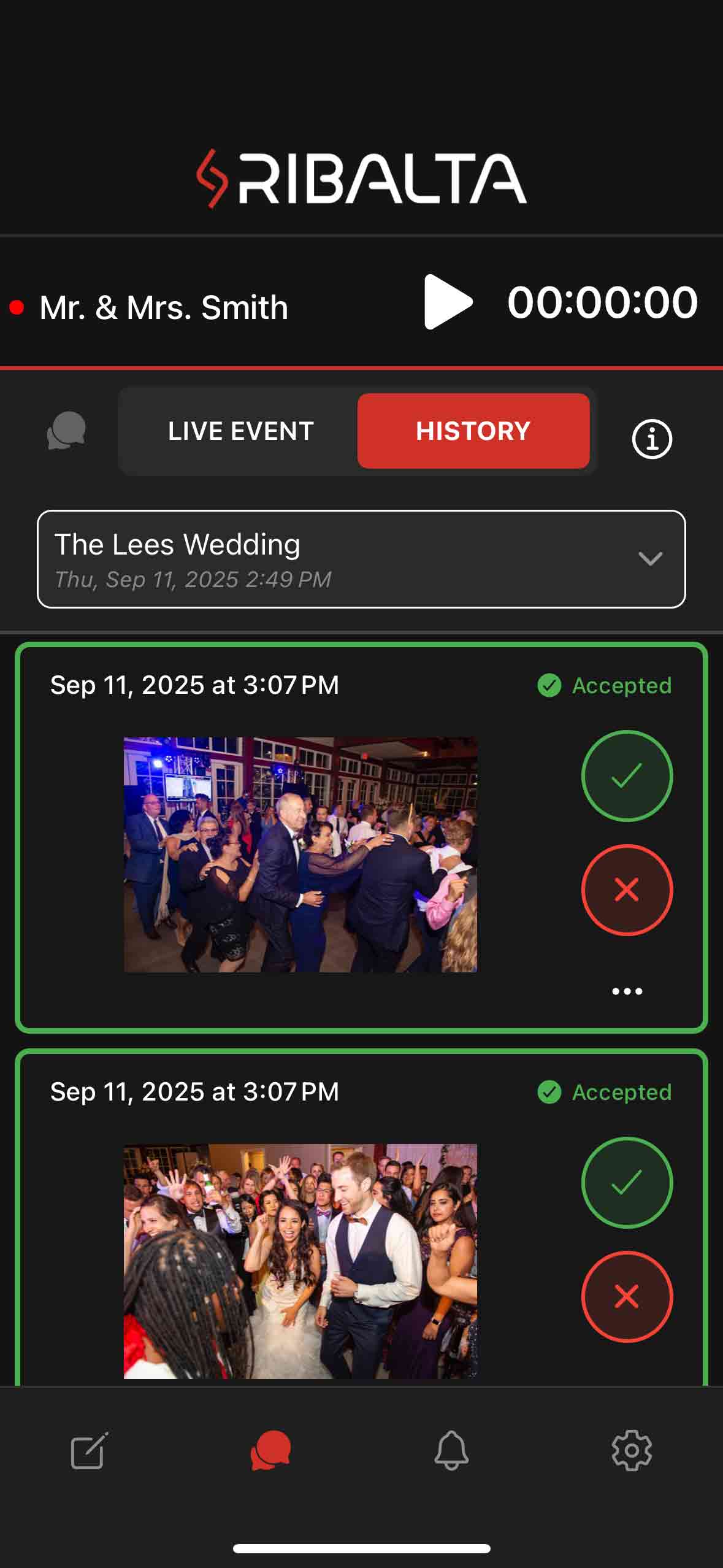 Ribalta Mobile App Interface - History