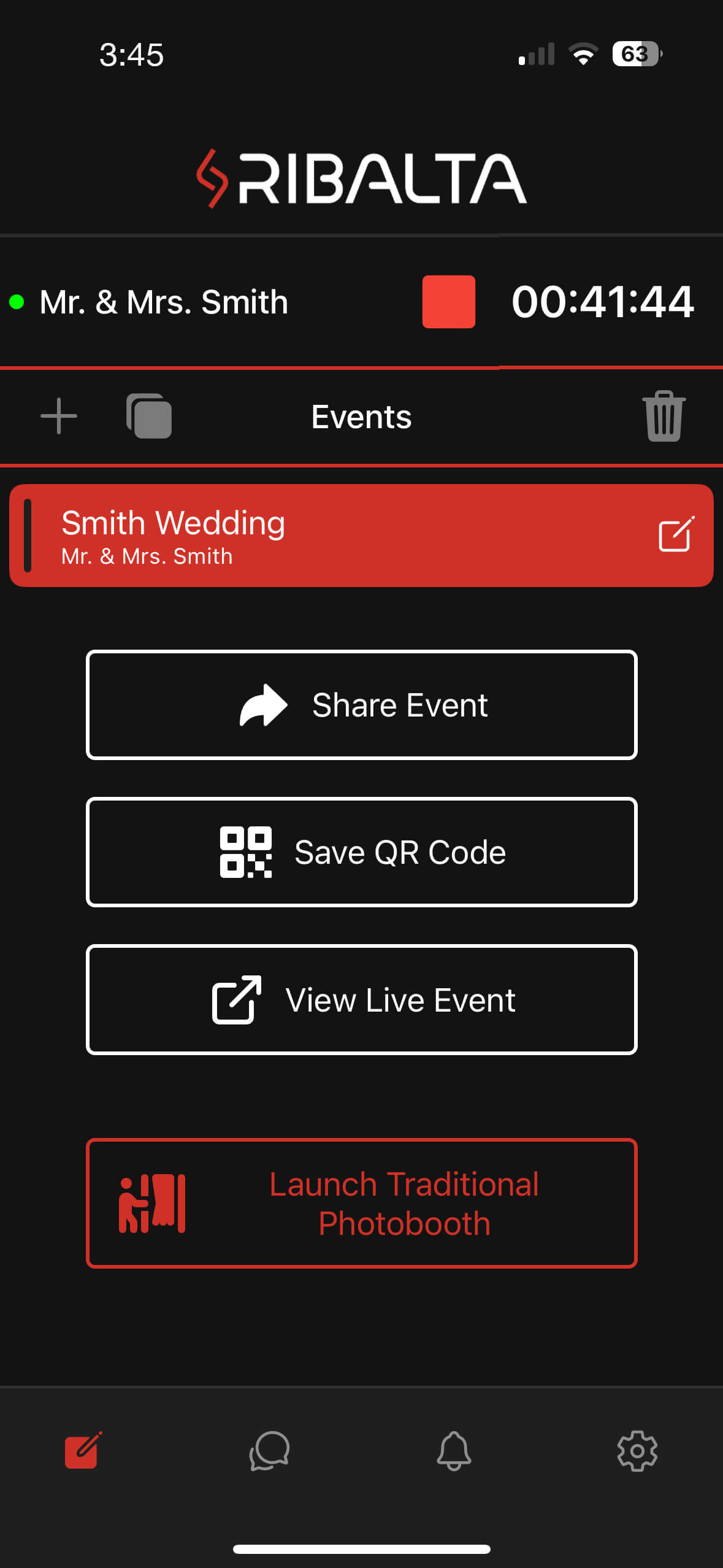 Ribalta Mobile App Interface - Manage