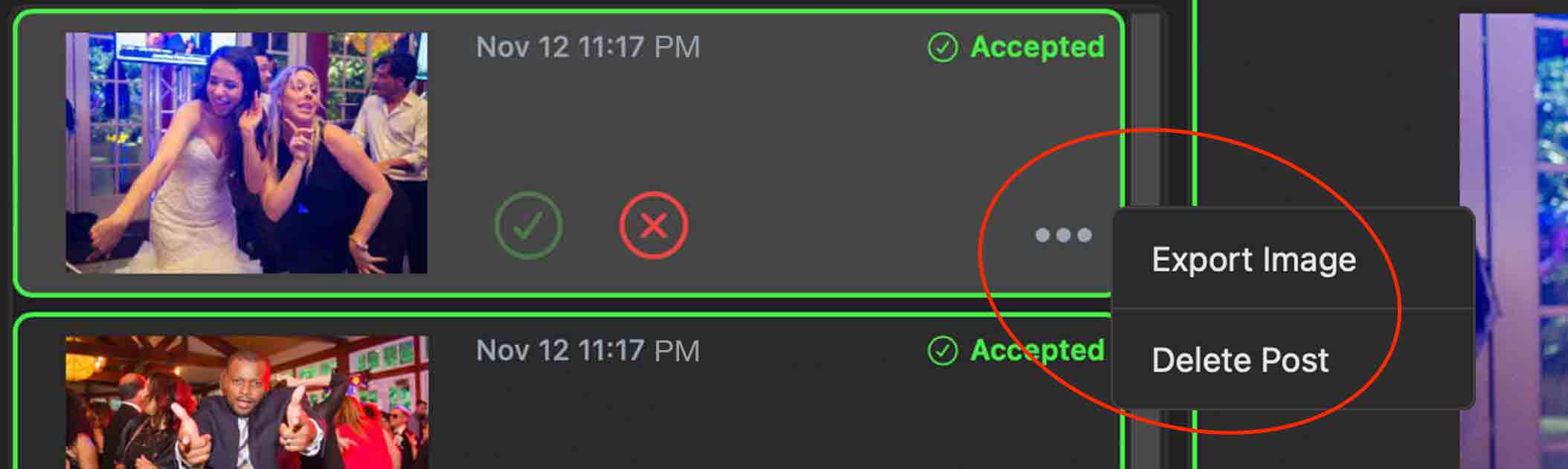 ribalta image export or delete